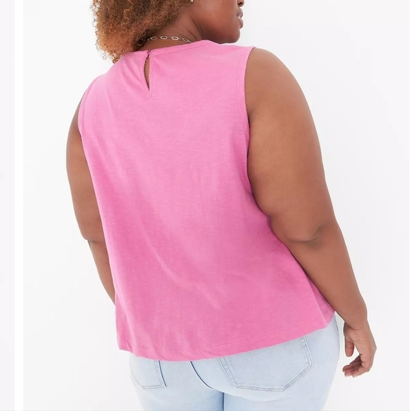 Lane Bryant Pink Pantone Fiji Flower Swing Lace Yoke Tank Top Sz 26/28 NEW - Picture 2 of 13